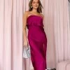 Vienna Strapless Midi Dress - Berry