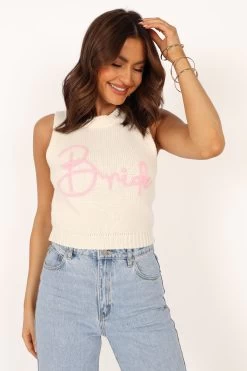 Bride Sleeveless Knit Sweater - White