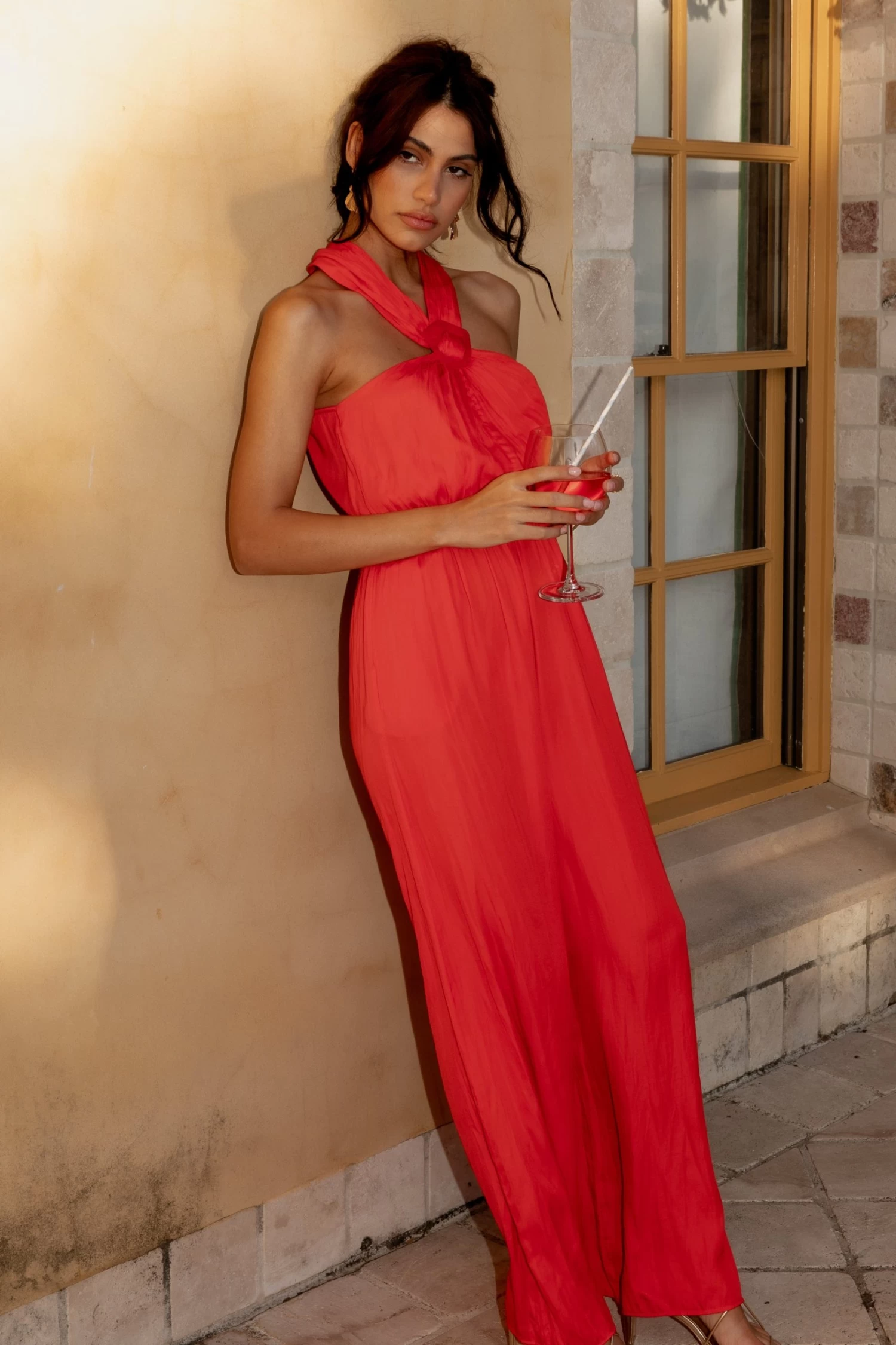 Dylan Wide Leg Jumpsuit - Red - Image 2