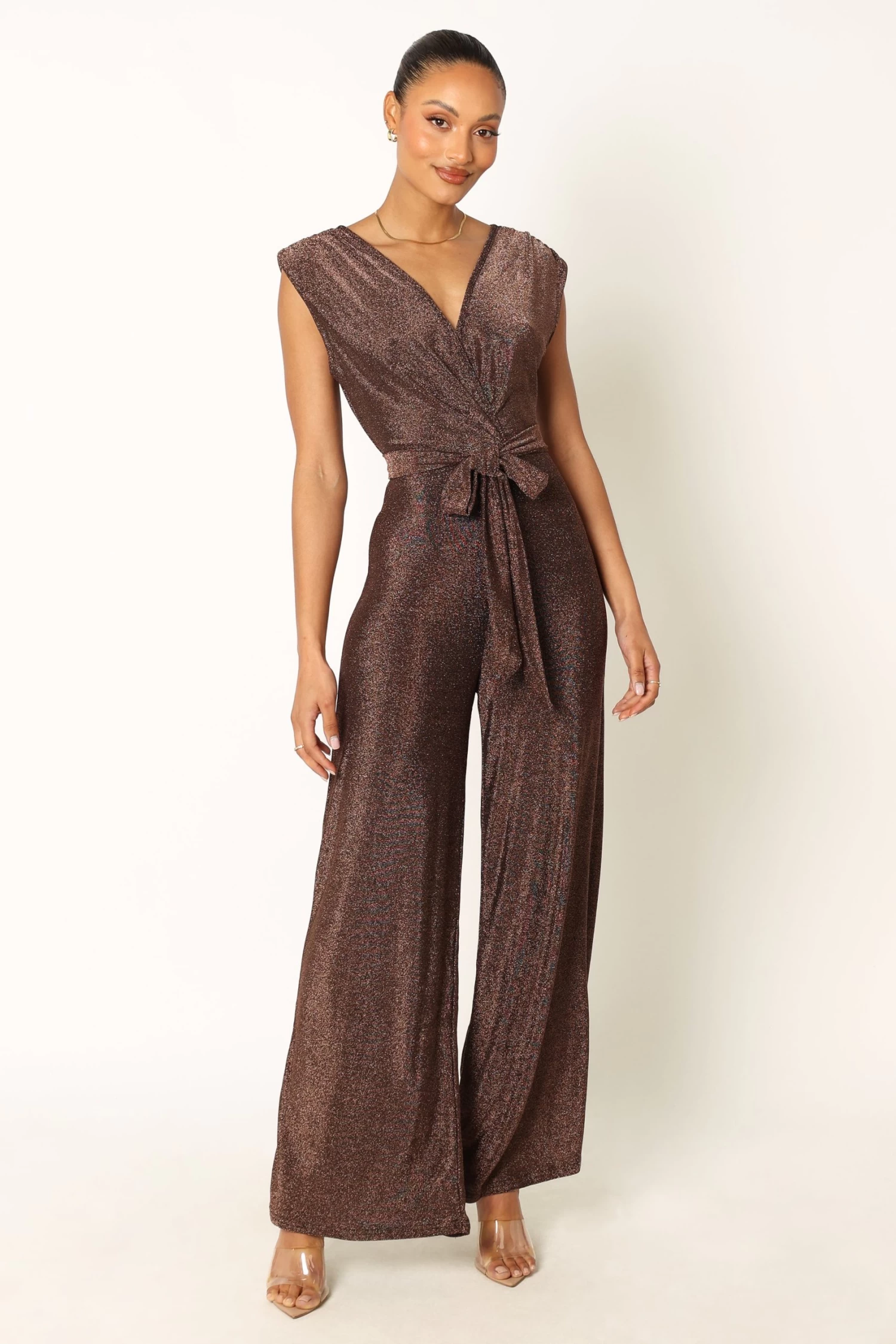 Nora Wide Leg Jumpsuit - Chocolate - Image 3