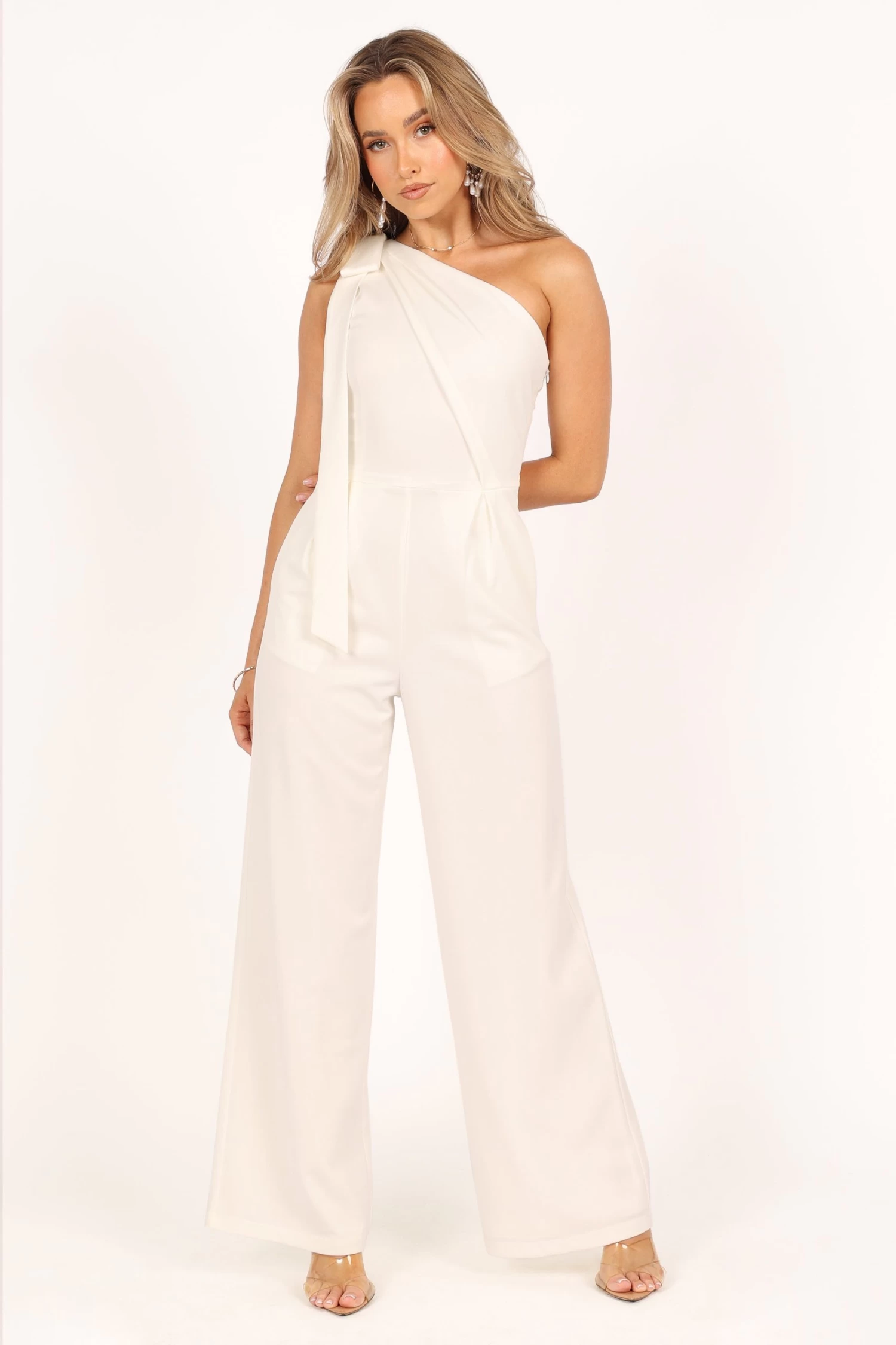 Sadie One Shoulder Jumpsuit - White - Image 7
