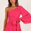 Tien One Sleeve Romper - Hot Pink