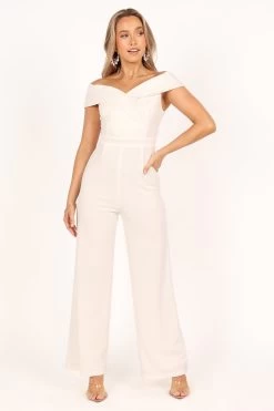 Violet Off Shoulder Jumpsuit - White