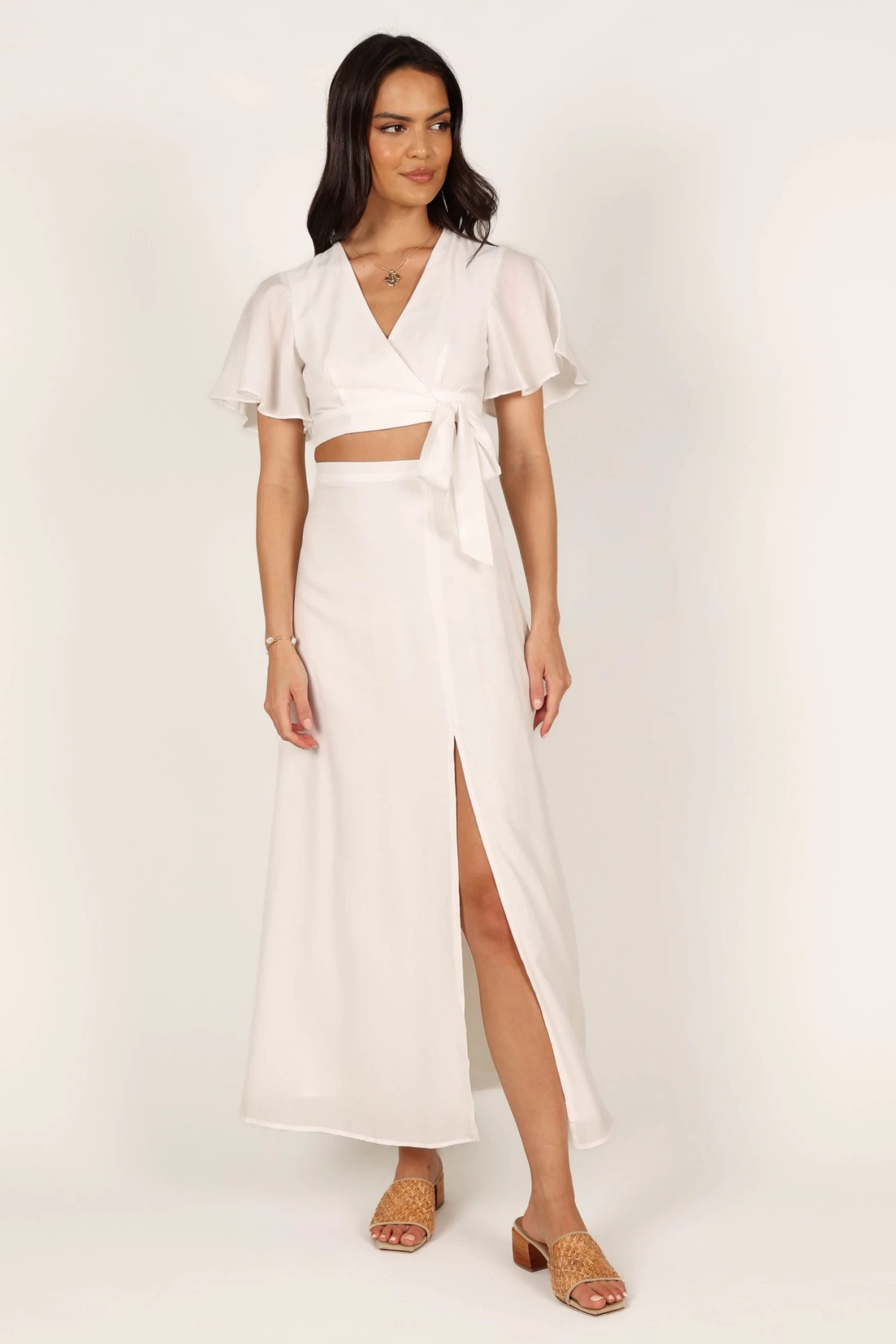 Alaia Wrap Skirt Two Piece Set - White - Image 9