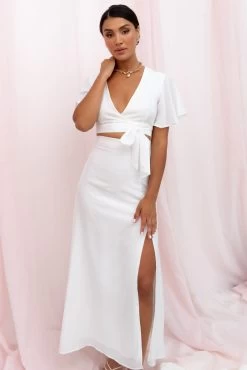 Alaia Wrap Skirt Two Piece Set - White