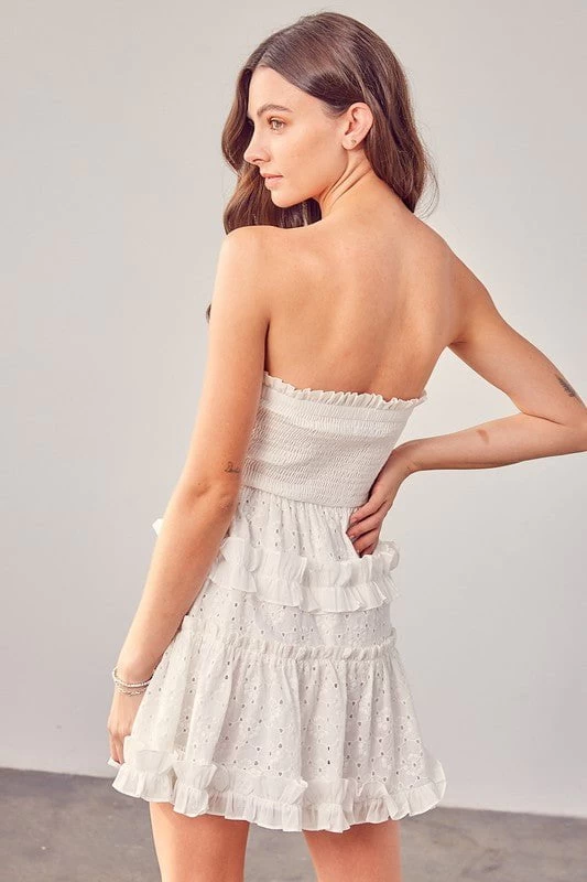 Sinead Strapless Mini Dress - White - Image 3