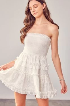 Sinead Strapless Mini Dress - White