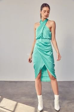 Keke Halterneck Midi Dress - Biscay Green